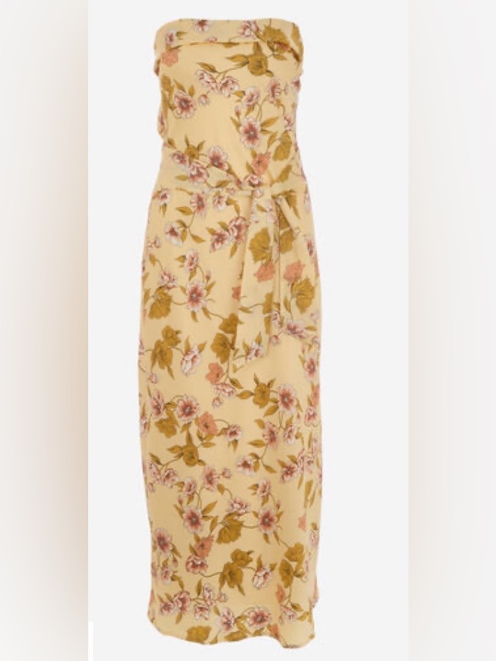 Sincerely Jules Yellow Floral Strapless Midi Skirt